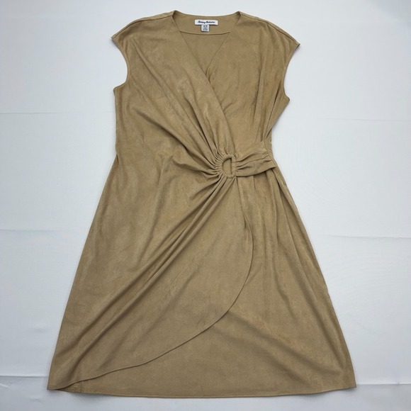 Tommy Bahama Dresses & Skirts - Tommy Bahama Clara Faux Wrap Dress Womens Medium Tan‎ Salina Sands Faux Suede